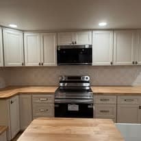 Kitchen buildout with real-wood cabinetry